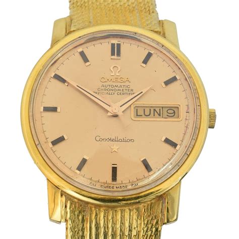 omega 10k gold watch|18ct gold omega constellation watch.